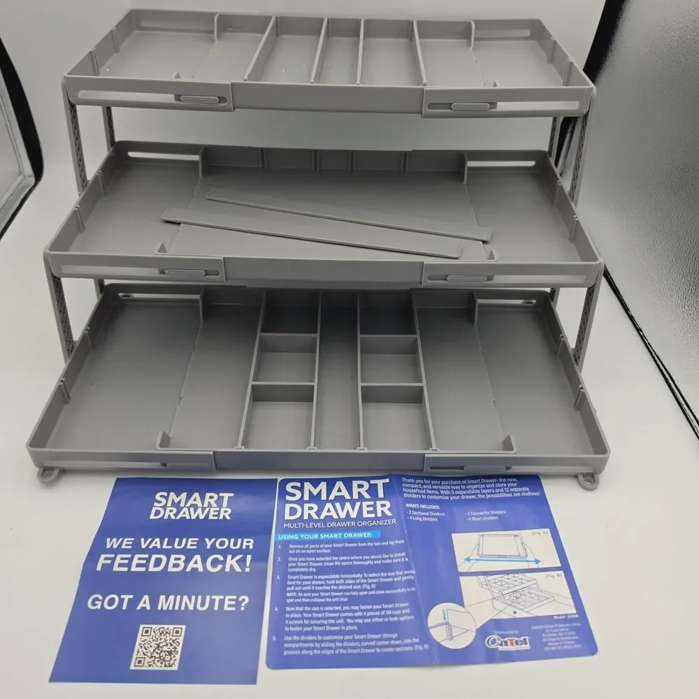 Smart Drawer 3X Multi-Level Drawer Organizer Cosmetics Jewelry Office Tools